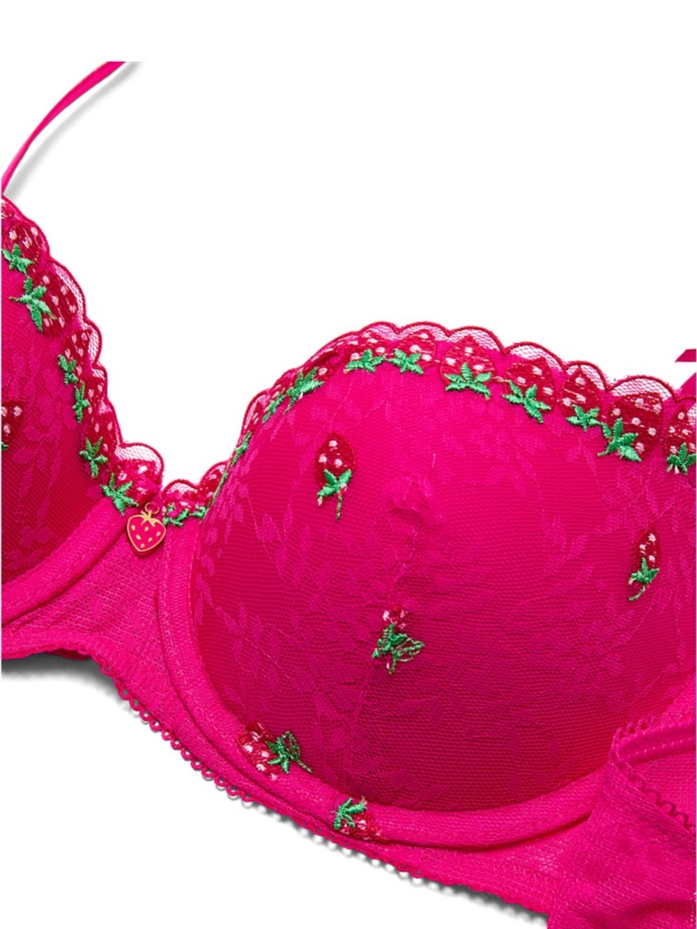 PINK Victoria's Secret Hot Pink Embroidered Balconette Bra - Picture 3 of 5